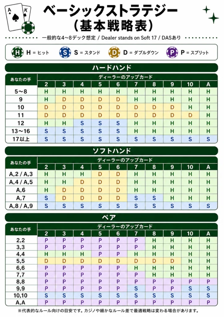 ベーシックストラテジー基本戦略表