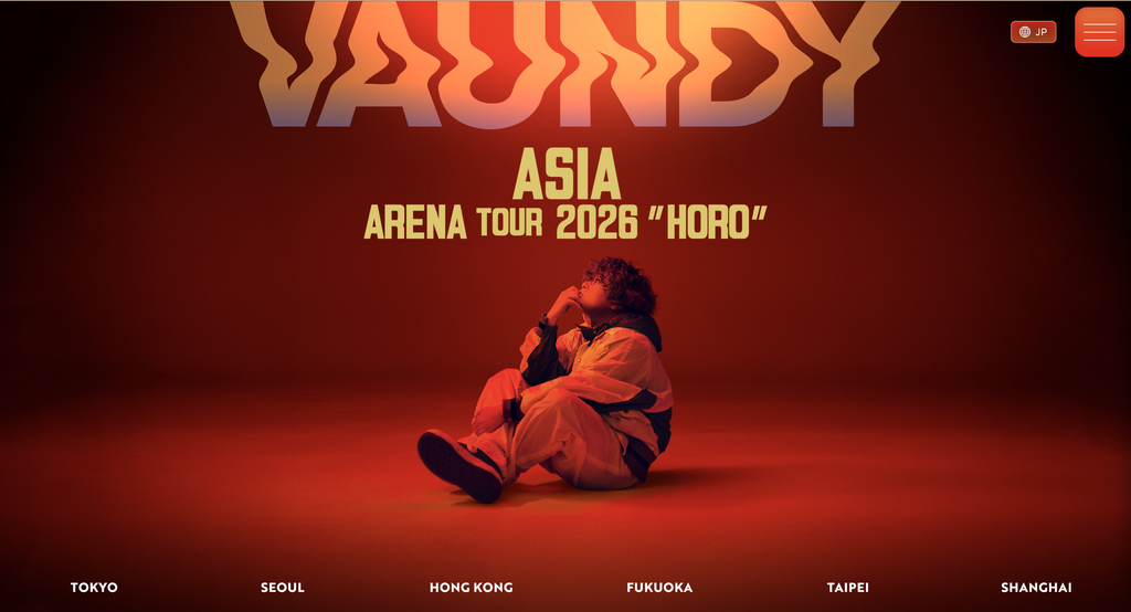 Vaundy ASIA ARENA TOUR 2026 "HORO"公式サイトのキービジュアル